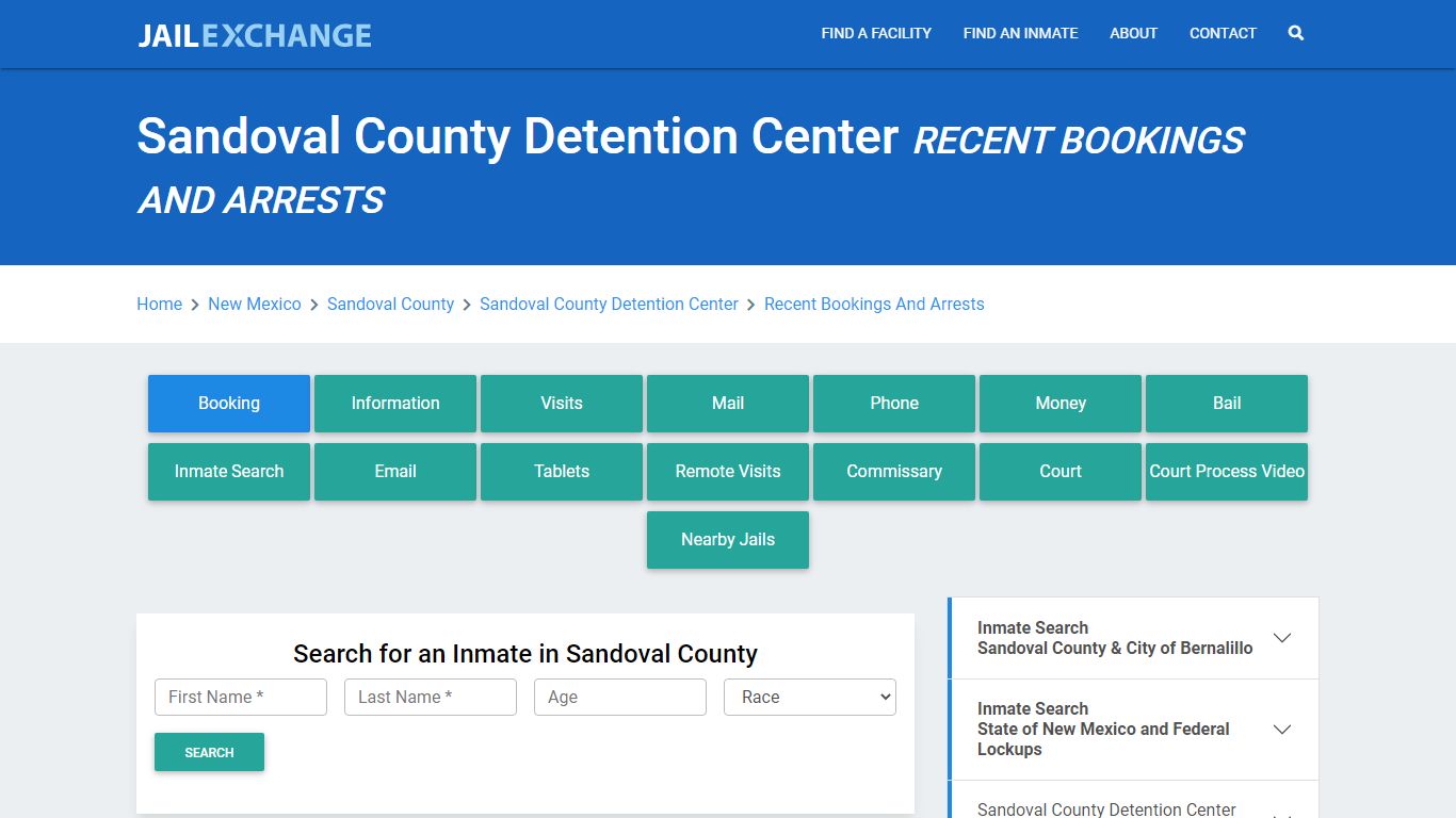 Sandoval County Detention Center Recent Bookings And Arrests